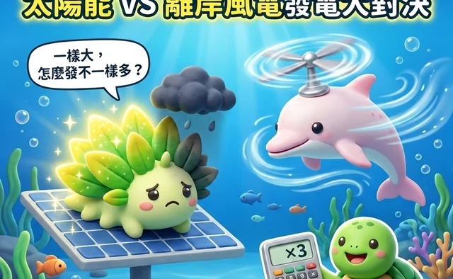 太陽能 vs 離岸風電容量因數大對決｜一樣裝置容量，發電量差多少？文章封面
